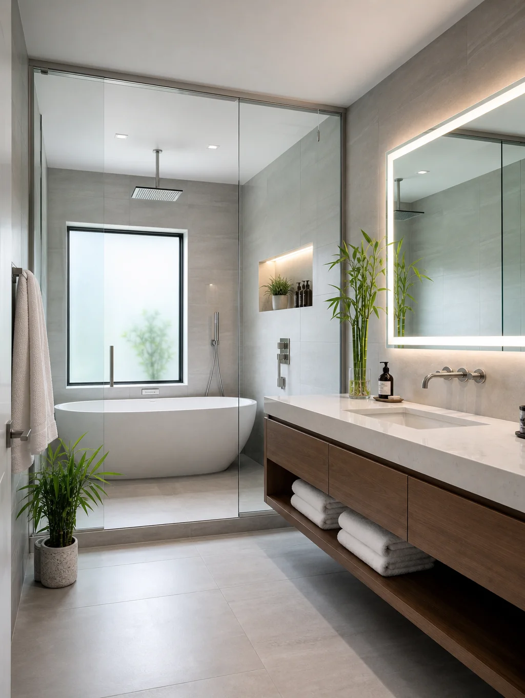 Modern tile work in bathroom