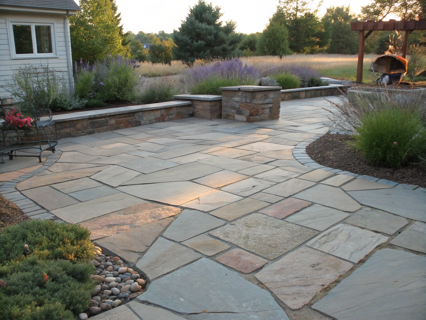 Stone patio installation