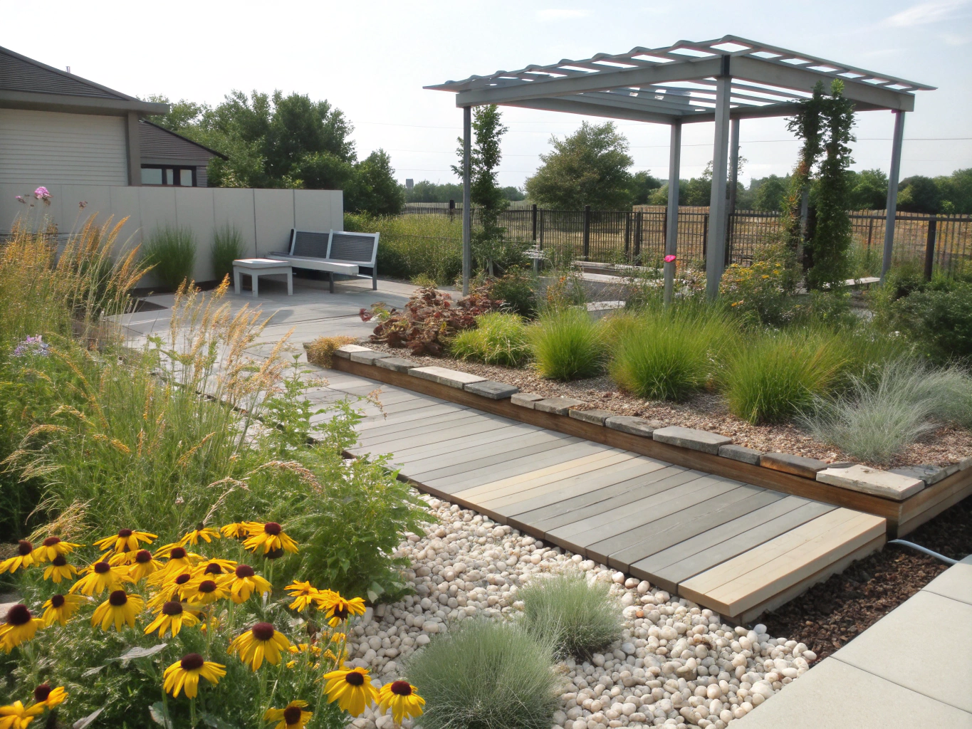Modern garden design with native plants