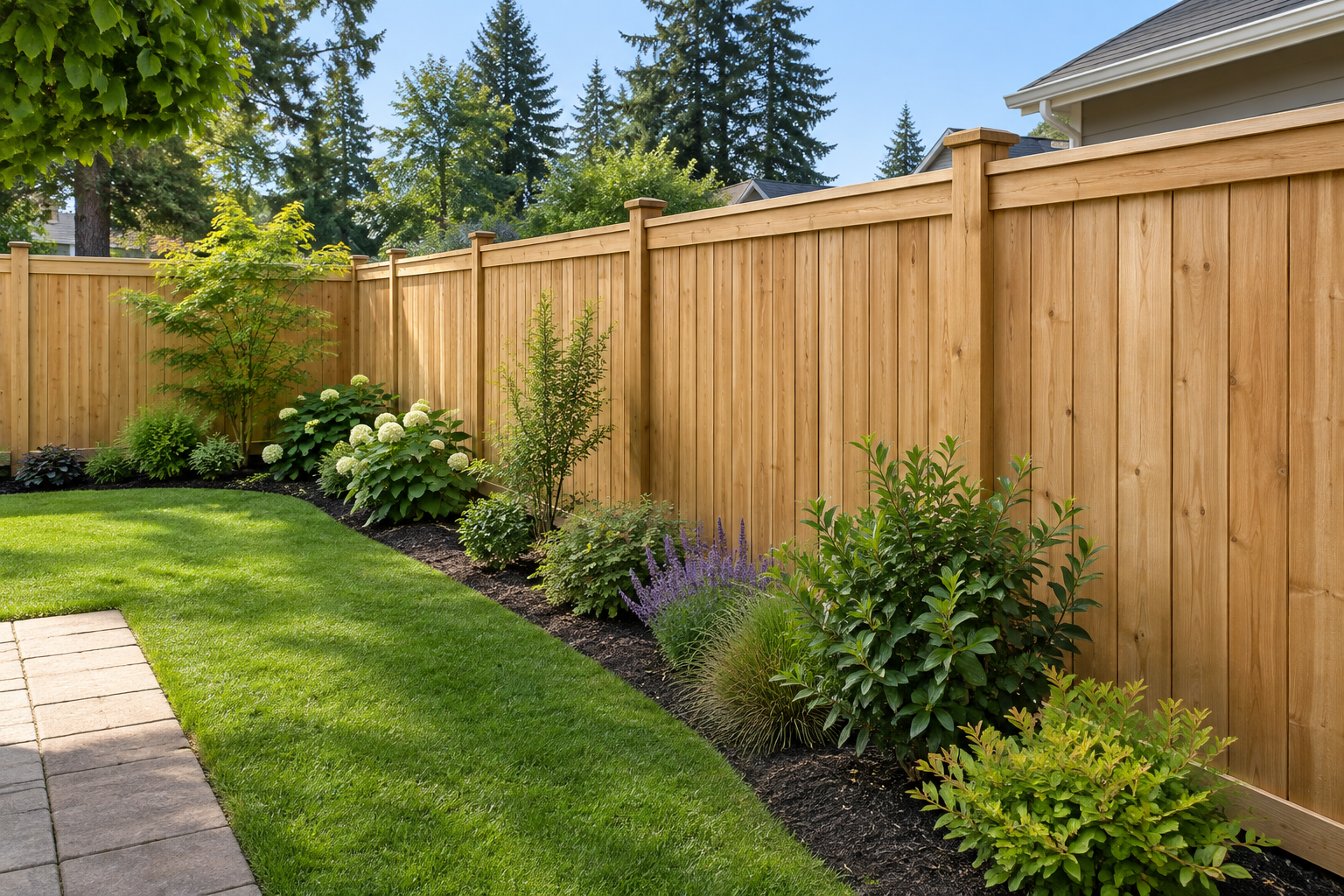 Wood privacy fencing example